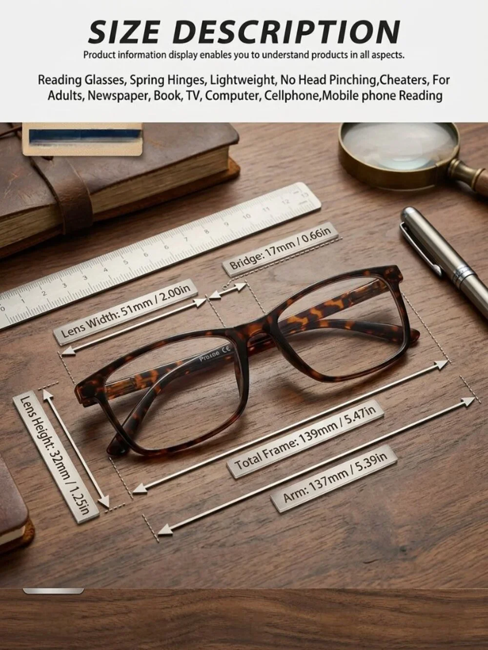 Reading Glasses (4-Pack) – Blue Light Blocking, Spring Readers for Men & Women